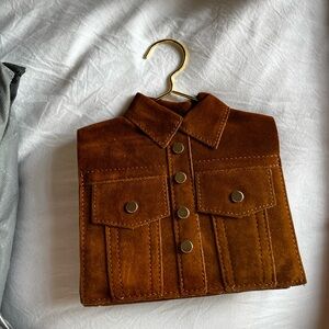 Brown Suede Button-Up Jacket